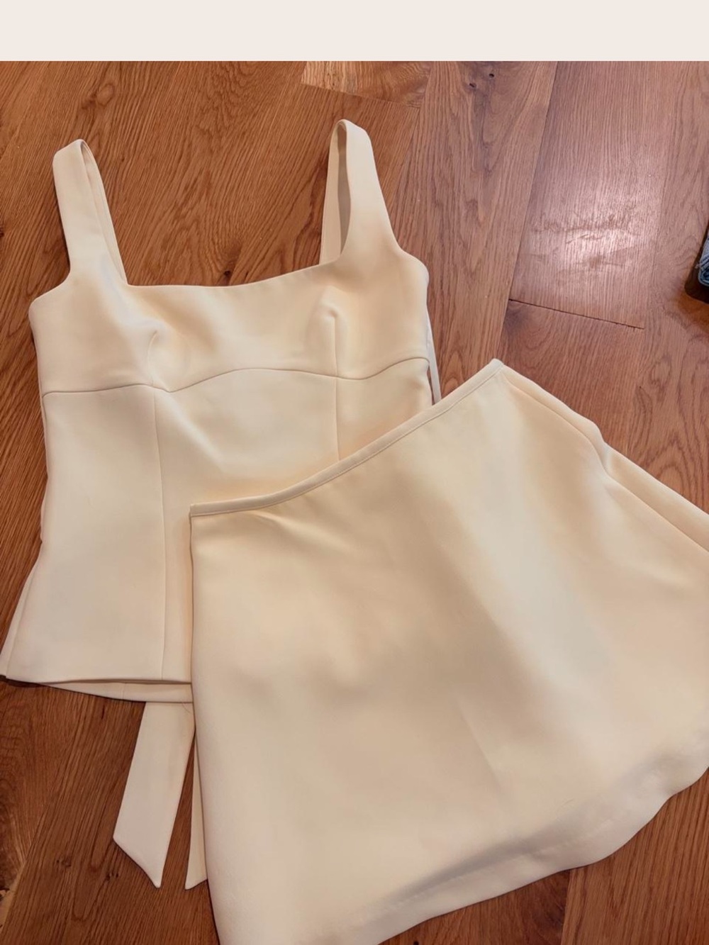Gianni Bini Cream Yellow  Two-Piece Cropped Top and Mini Skirt Set